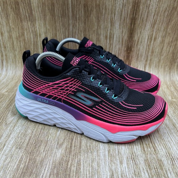 Skechers GOrun Ultra Go Women's Size 6.5 Running Shoes Black Pink Teal 17699 - Picture 1 of 10